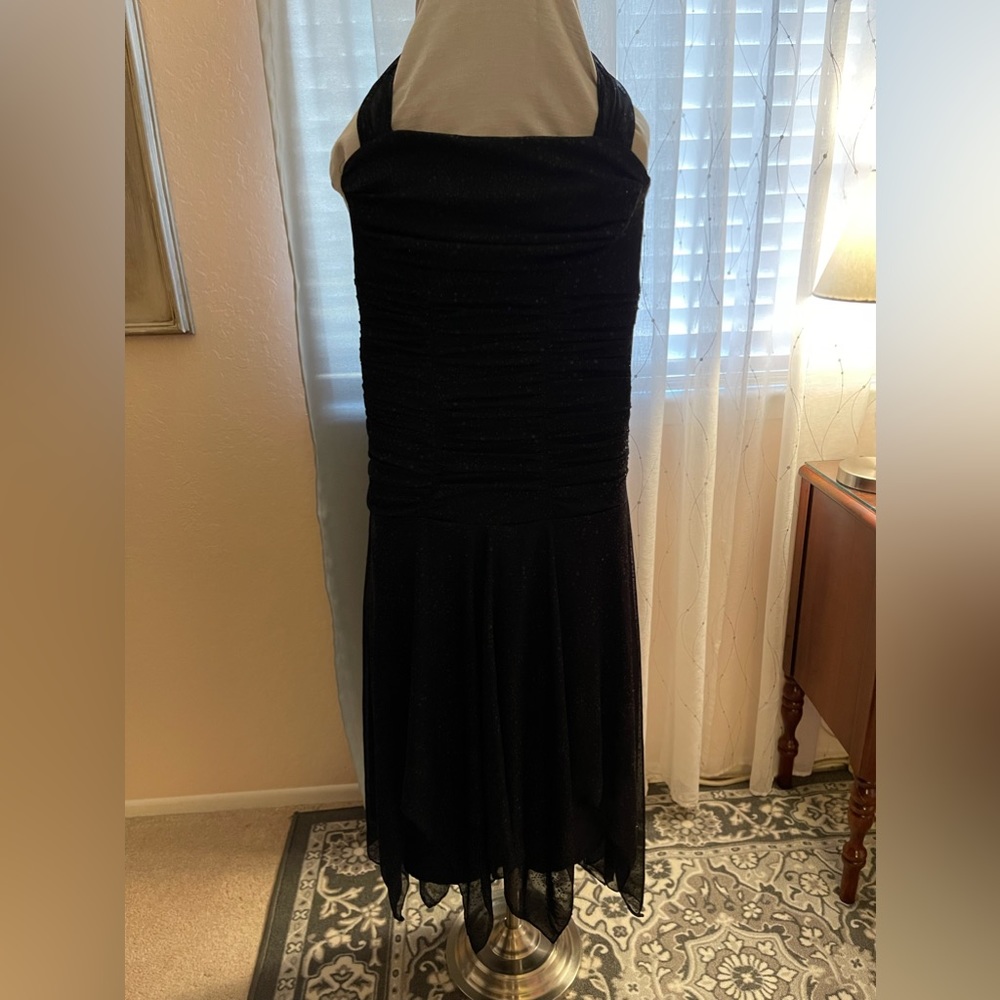 Kiki black sparkle party dress. Halter style. Size S.